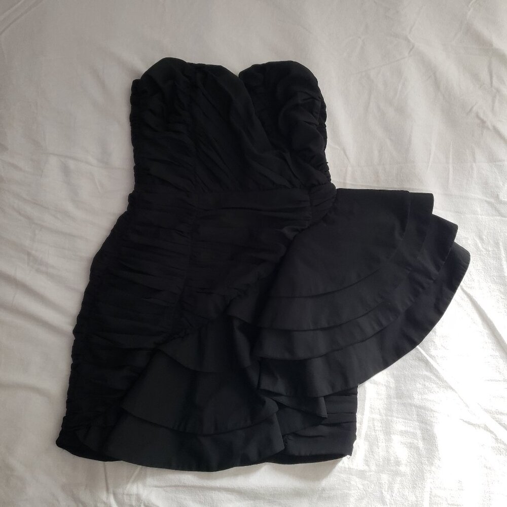 Black Strapless Ruffled Dress H&M Size 8